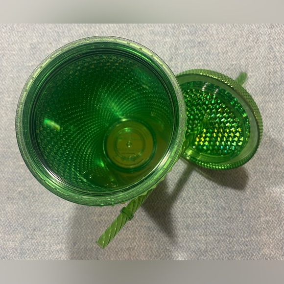 Starbucks Tumbler with Straw 16 oz Metallic Green Bling Studded 2023 Holiday NEW - Picture 3 of 4